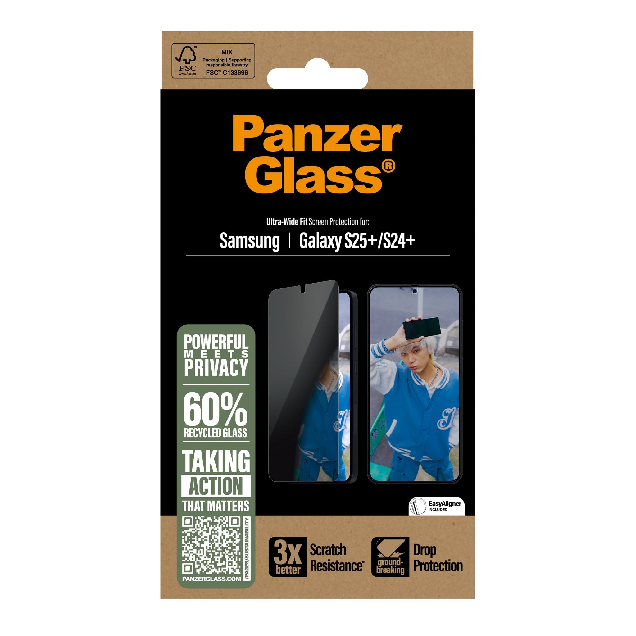 PanzerGlass® Privacy Displayschutz Samsung Galaxy S25+ | S24+ | Ultra-Wide Fit